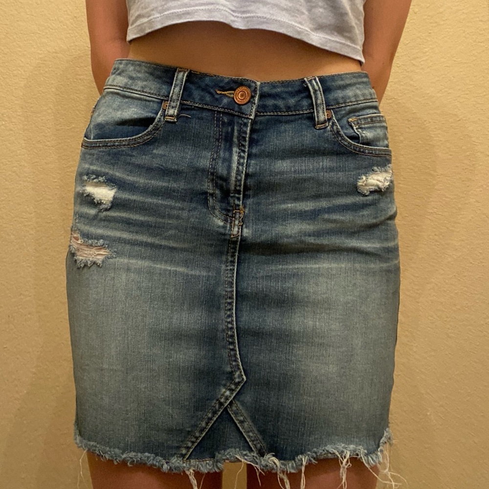 Distressed Jean Skirt